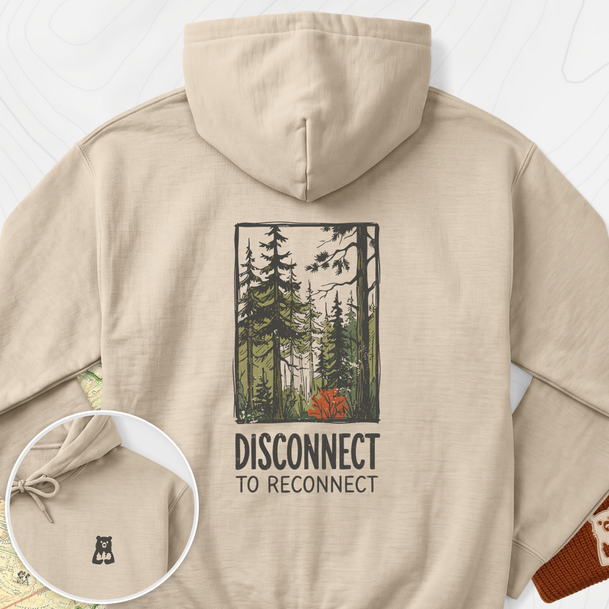Disconnect Forest Back Print Hoodie - Sand
