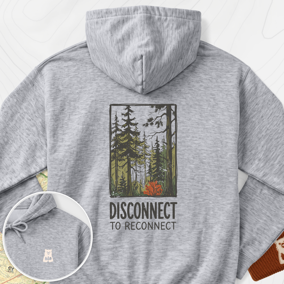 Disconnect Forest Back Print Hoodie - Sport Grey
