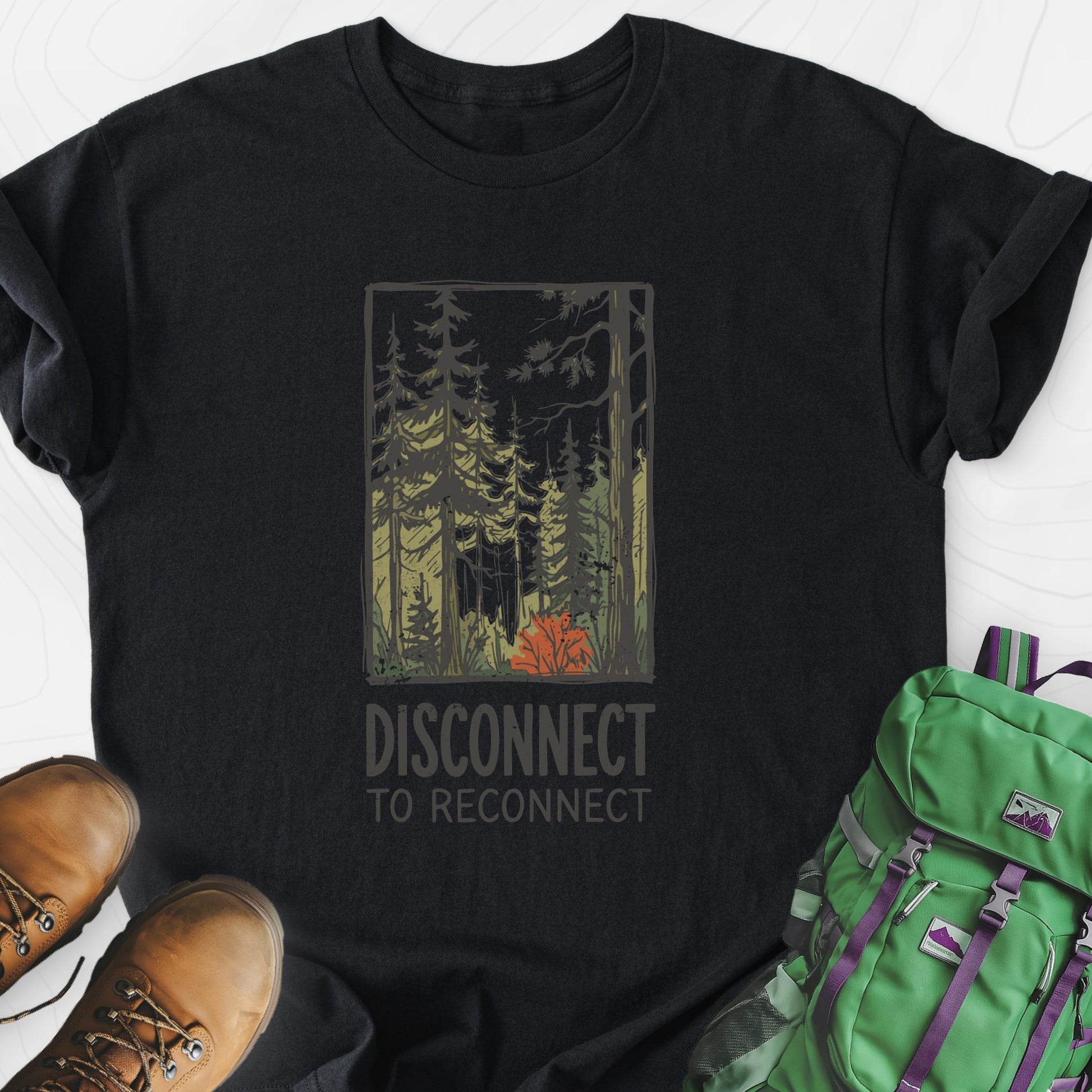 Disconnect Forest Black front print lightweight T-shirt