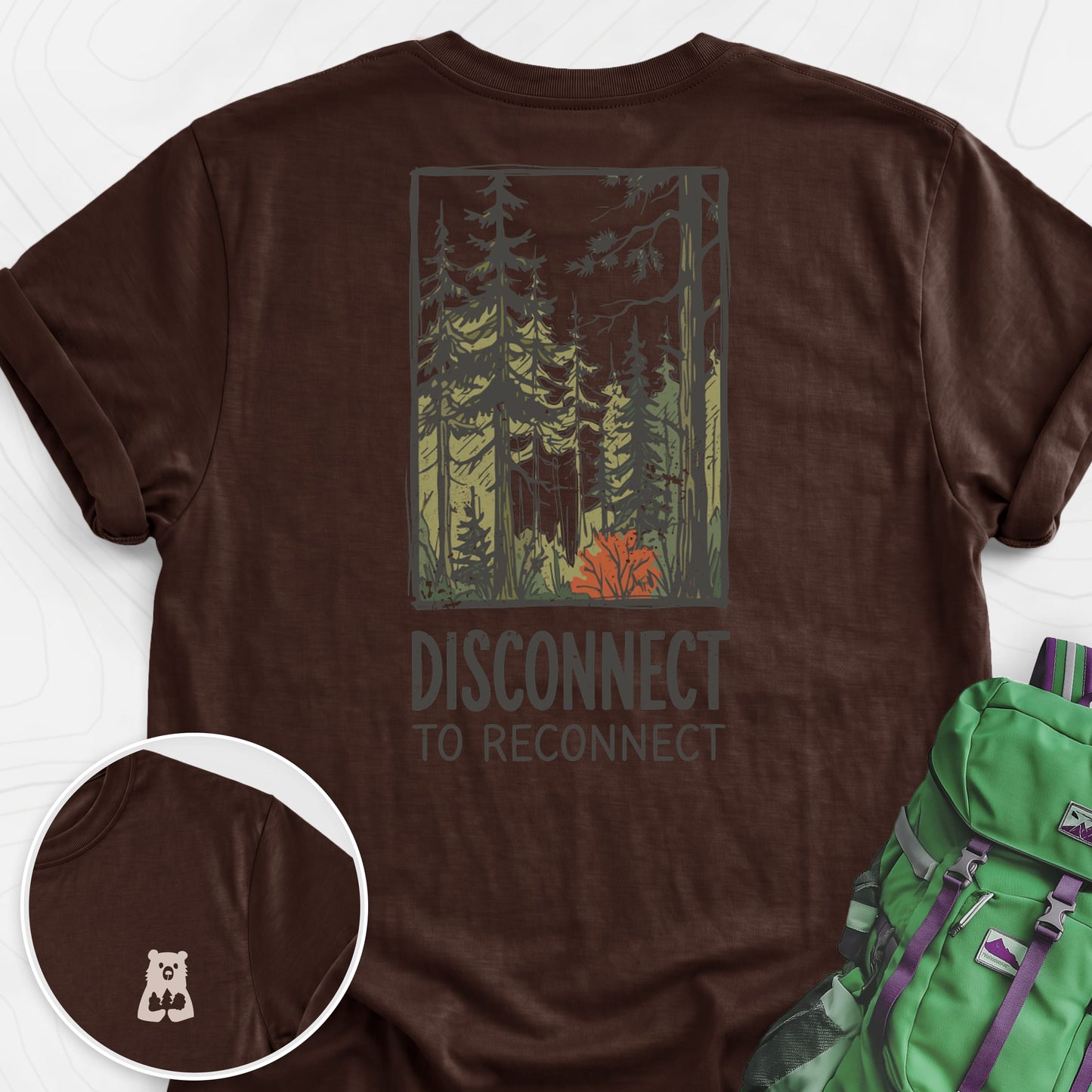 Disconnect Forest Dark Chocolate back print lightweight T-shirt