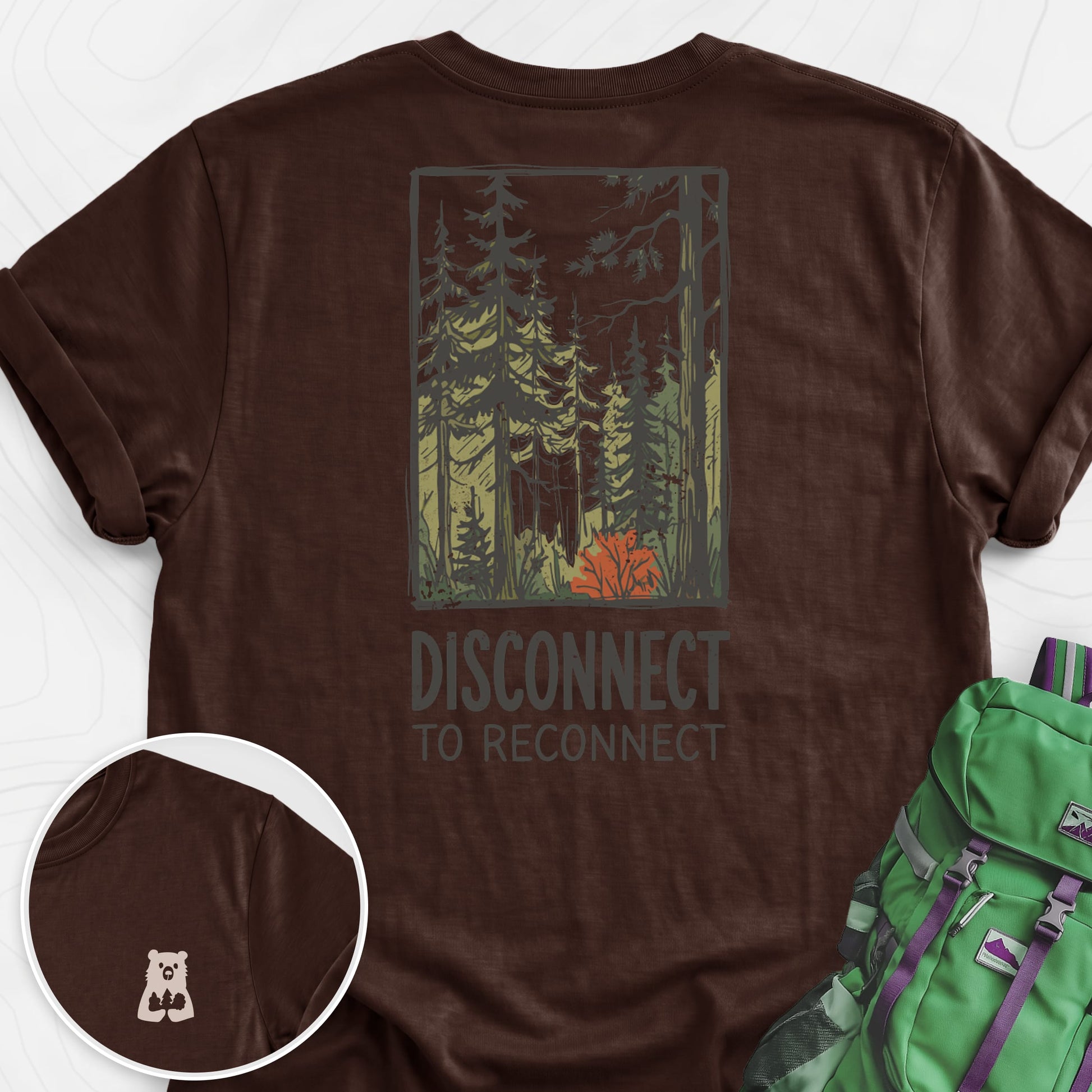 Disconnect Forest Dark Chocolate back print lightweight T-shirt