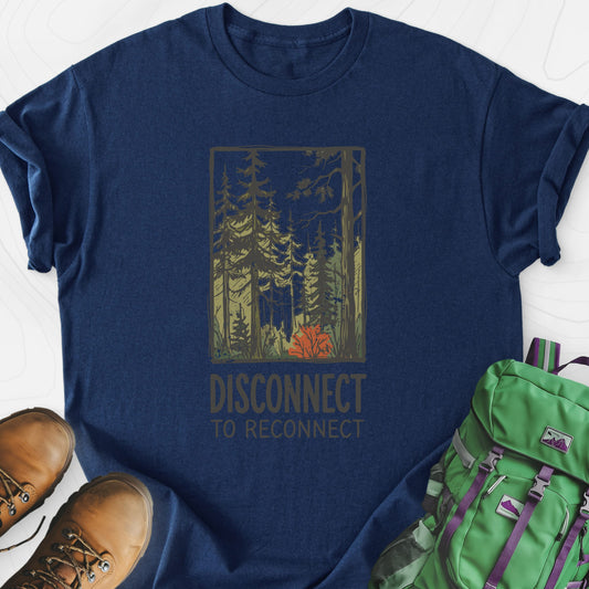 Disconnect Forest Navy front print lightweight T-shirt