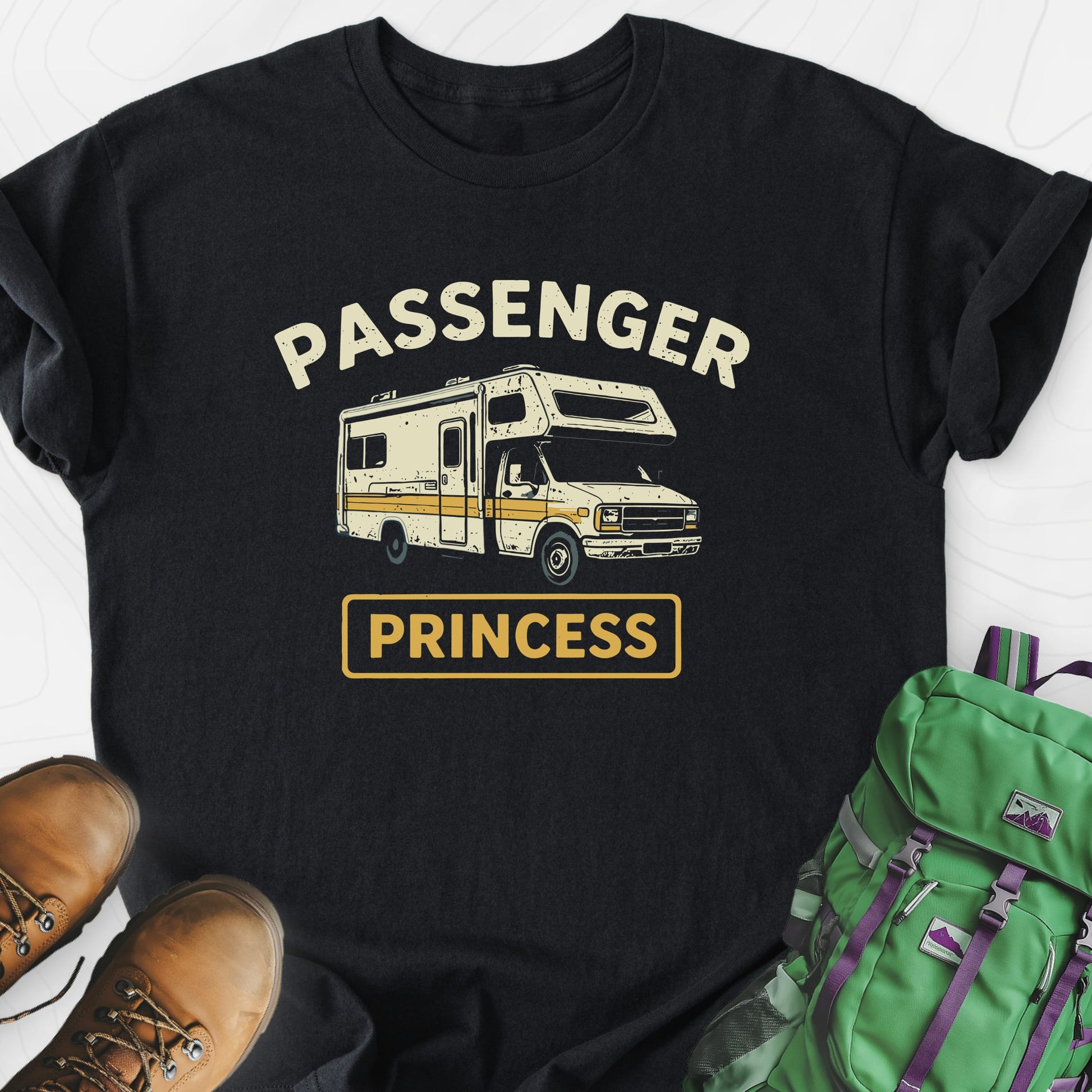 RV Passenger Princess Black front print lightweight T-shirt