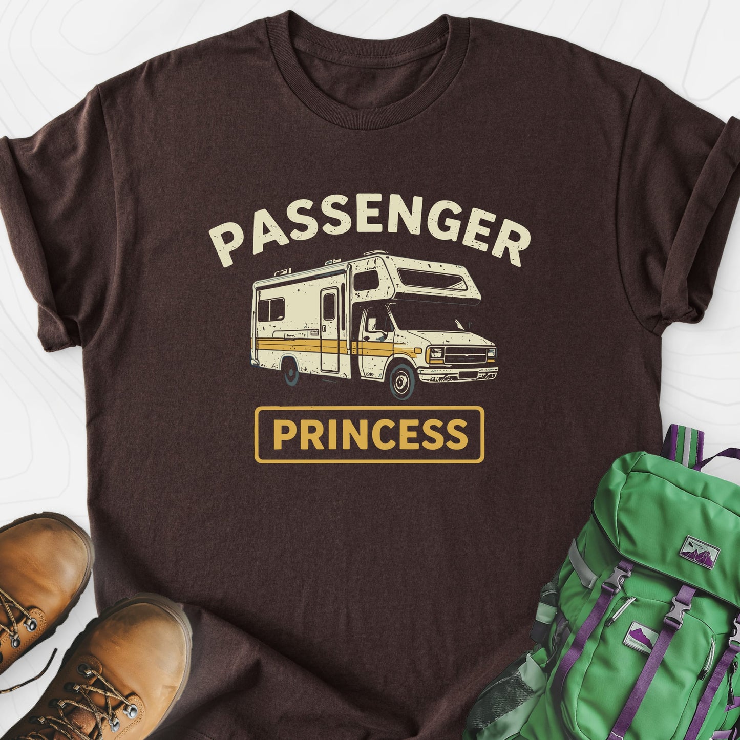RV Passenger Princess Dark Chocolate front print lightweight T-shirt