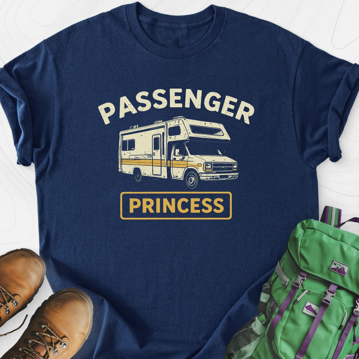 RV Passenger Princess Navy front print lightweight T-shirt