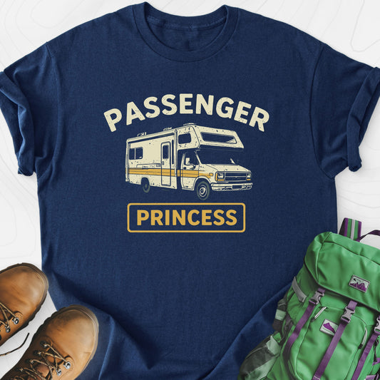 RV Passenger Princess Navy front print lightweight T-shirt