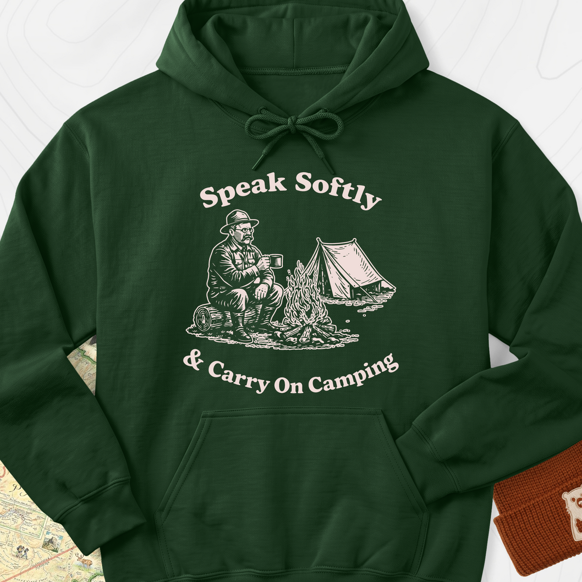 Speak Softly Campfire Hoodie - Forest Green