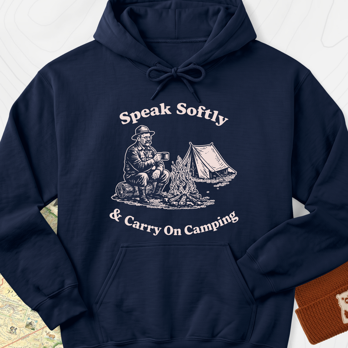 Speak Softly Campfire Hoodie - Navy