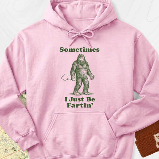 Just Be Fartin Bigfoot Hoodie - Light Pink
