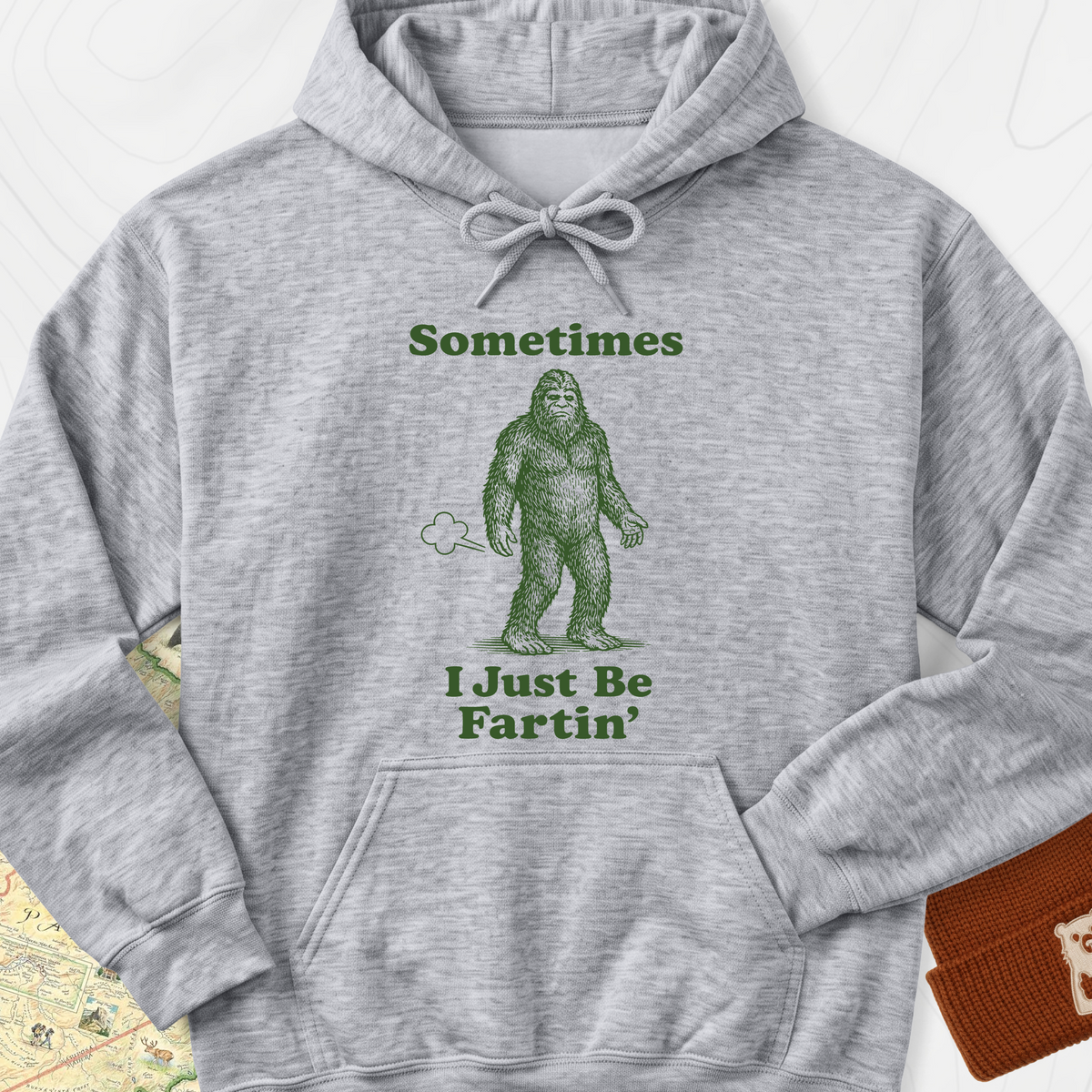 Just Be Fartin Bigfoot Hoodie - Sport Grey