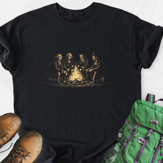 Campfire Founders Black front print lightweight T-shirt