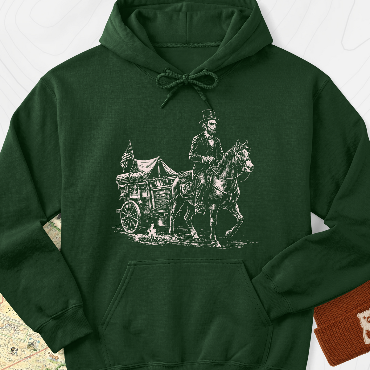 Frontier Wagon Camp Hoodie - Forest Green