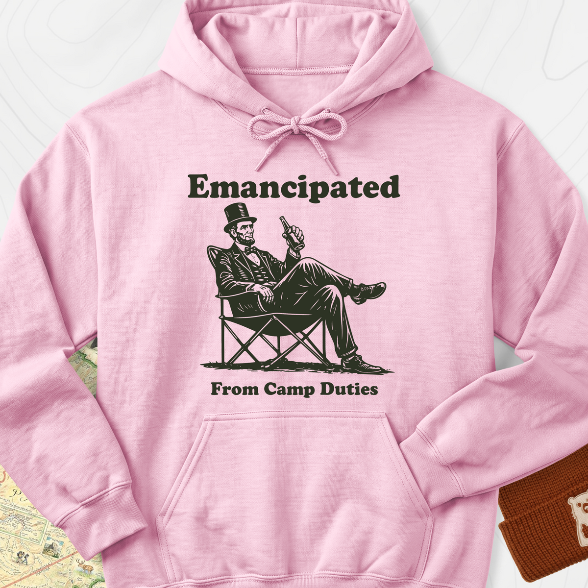 Emancipated Camper Hoodie - Light Pink