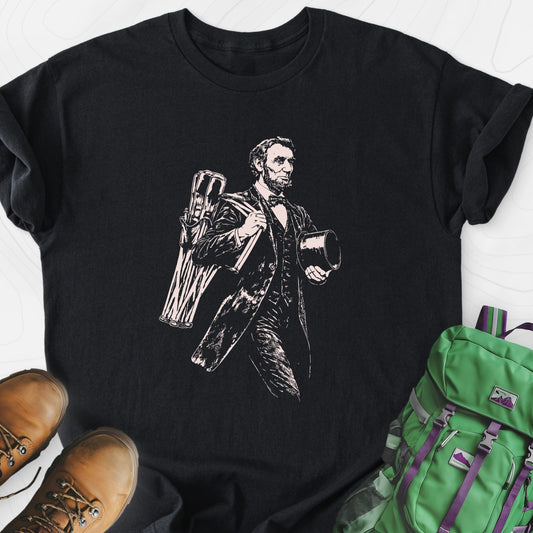 Lincoln Camping Gear Black front print lightweight T-shirt