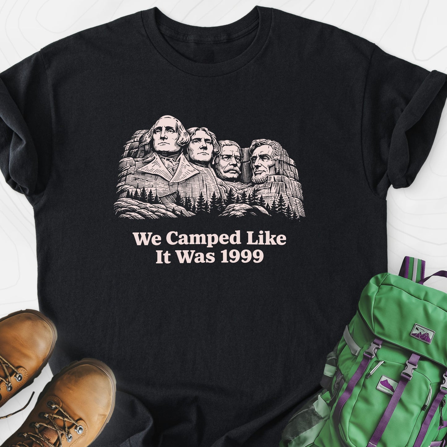Camped Like 1999 Black front print lightweight T-shirt