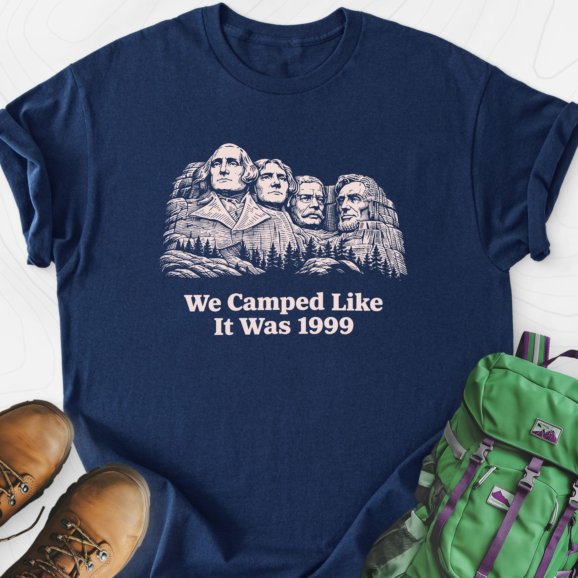 Camped Like 1999 Navy front print lightweight T-shirt