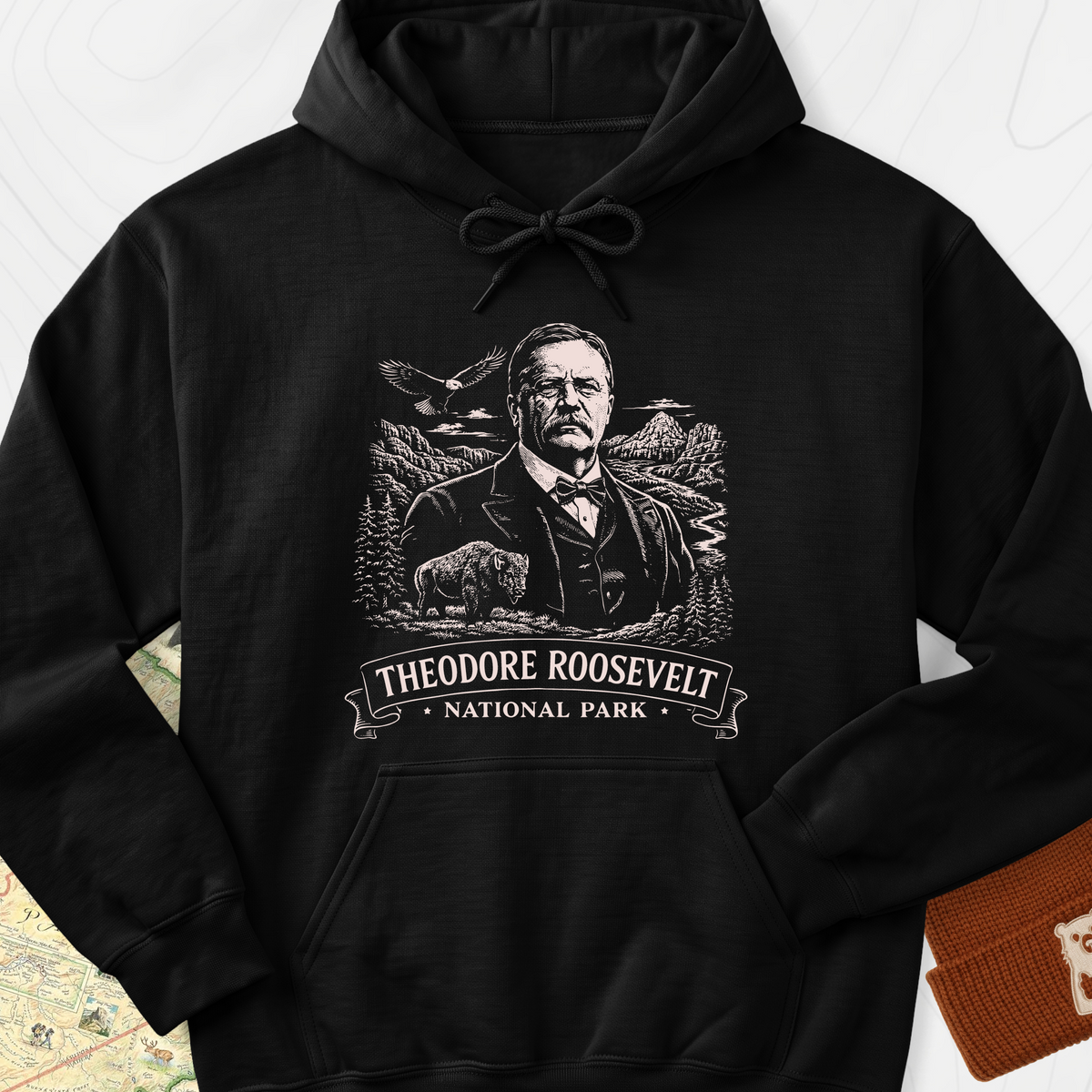 Roosevelt Mountain Badge Hoodie - Black