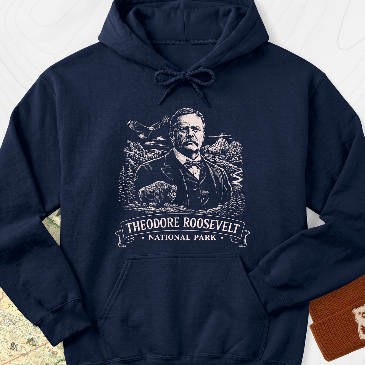 Roosevelt Mountain Badge Hoodie - Navy