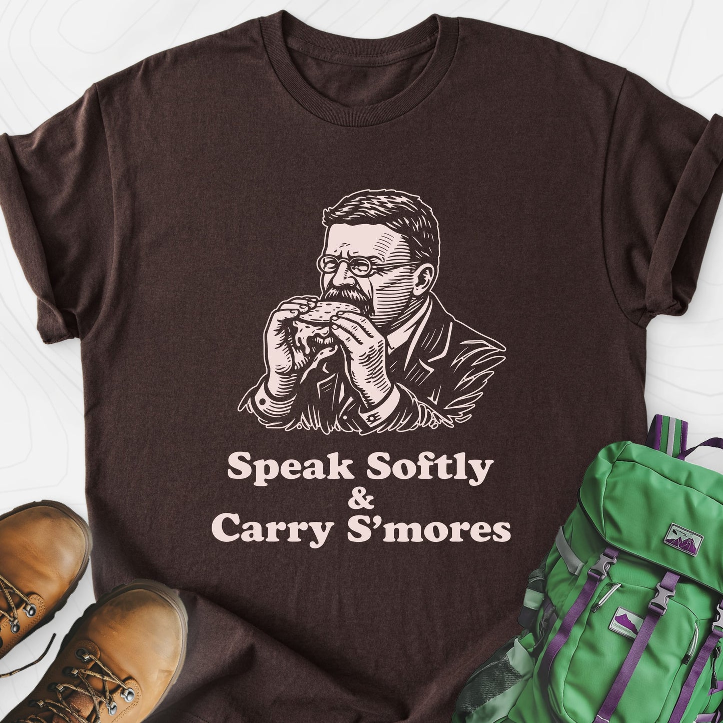 Roosevelt S’mores Dark Chocolate front print lightweight T-shirt