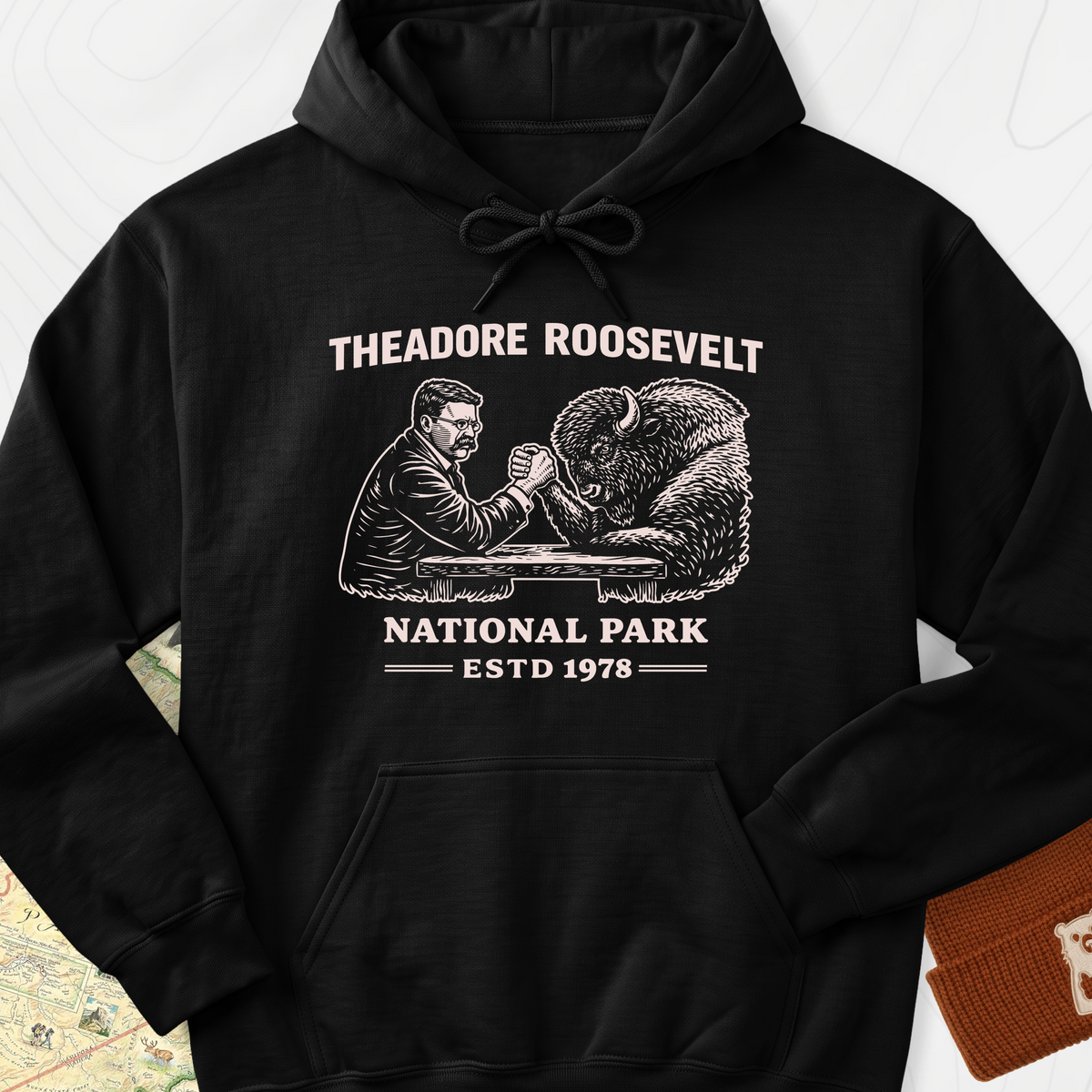 Roosevelt Bison Arm Wrestle Hoodie - Black