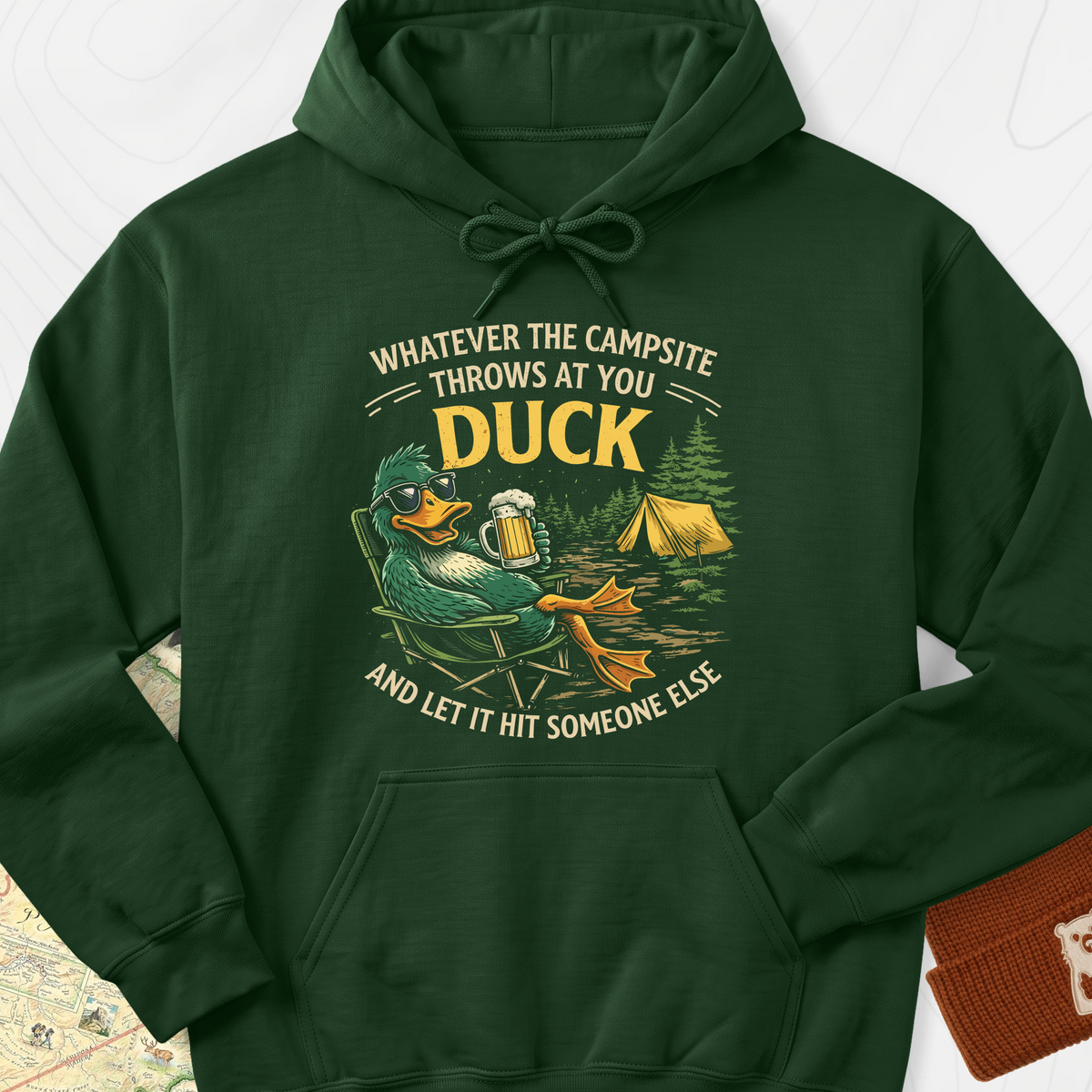 Duck and Let It Hit Hoodie - Forest Green