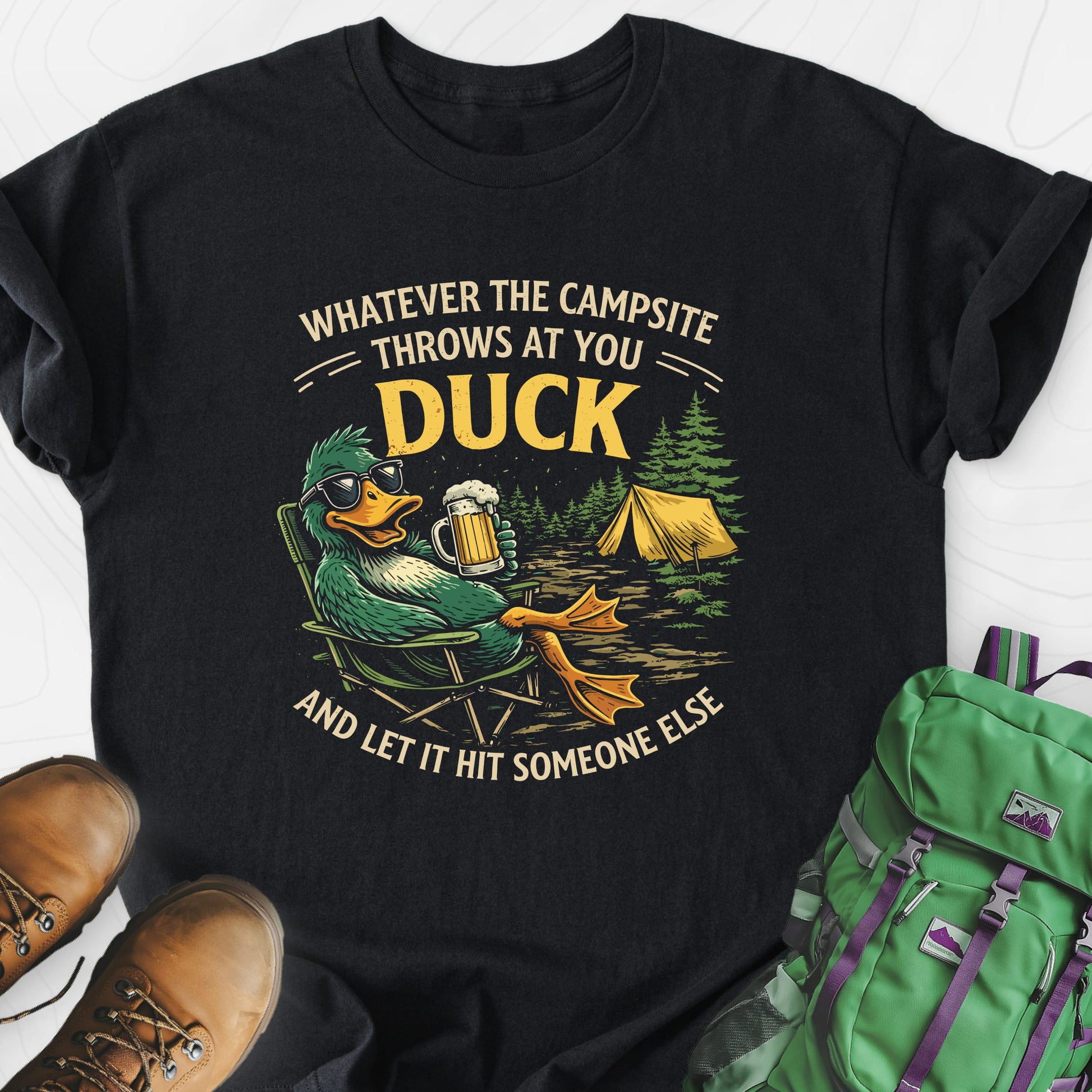 Duck and Let It Hit Black front print lightweight T-shirt