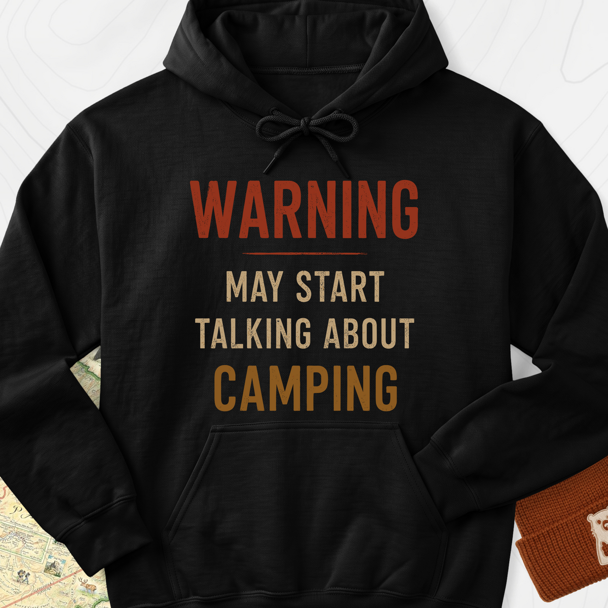 Camping Warning Hoodie - Black
