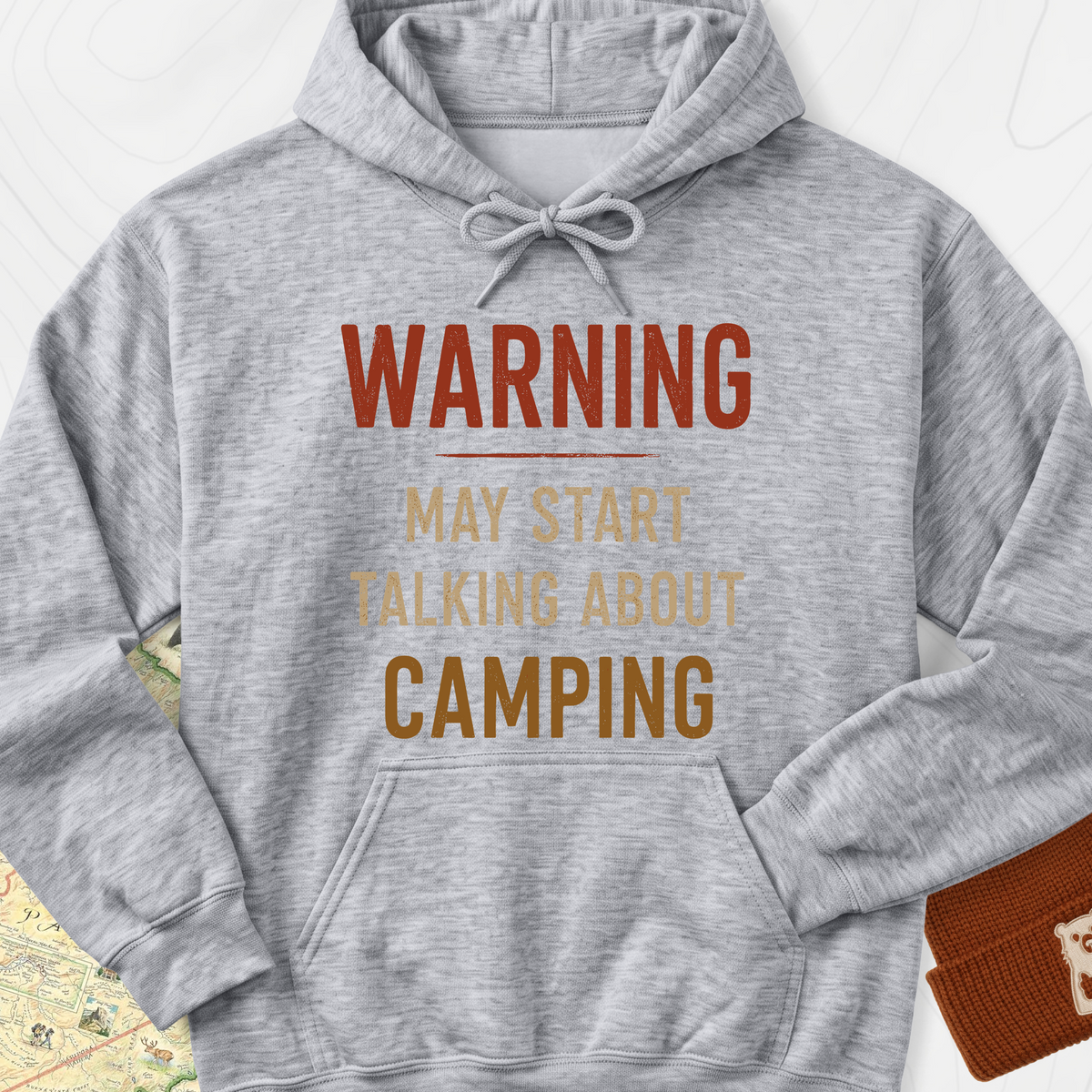 Camping Warning Hoodie - Sport Grey