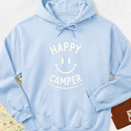 Happy Camper Smile Hoodie - Light Blue