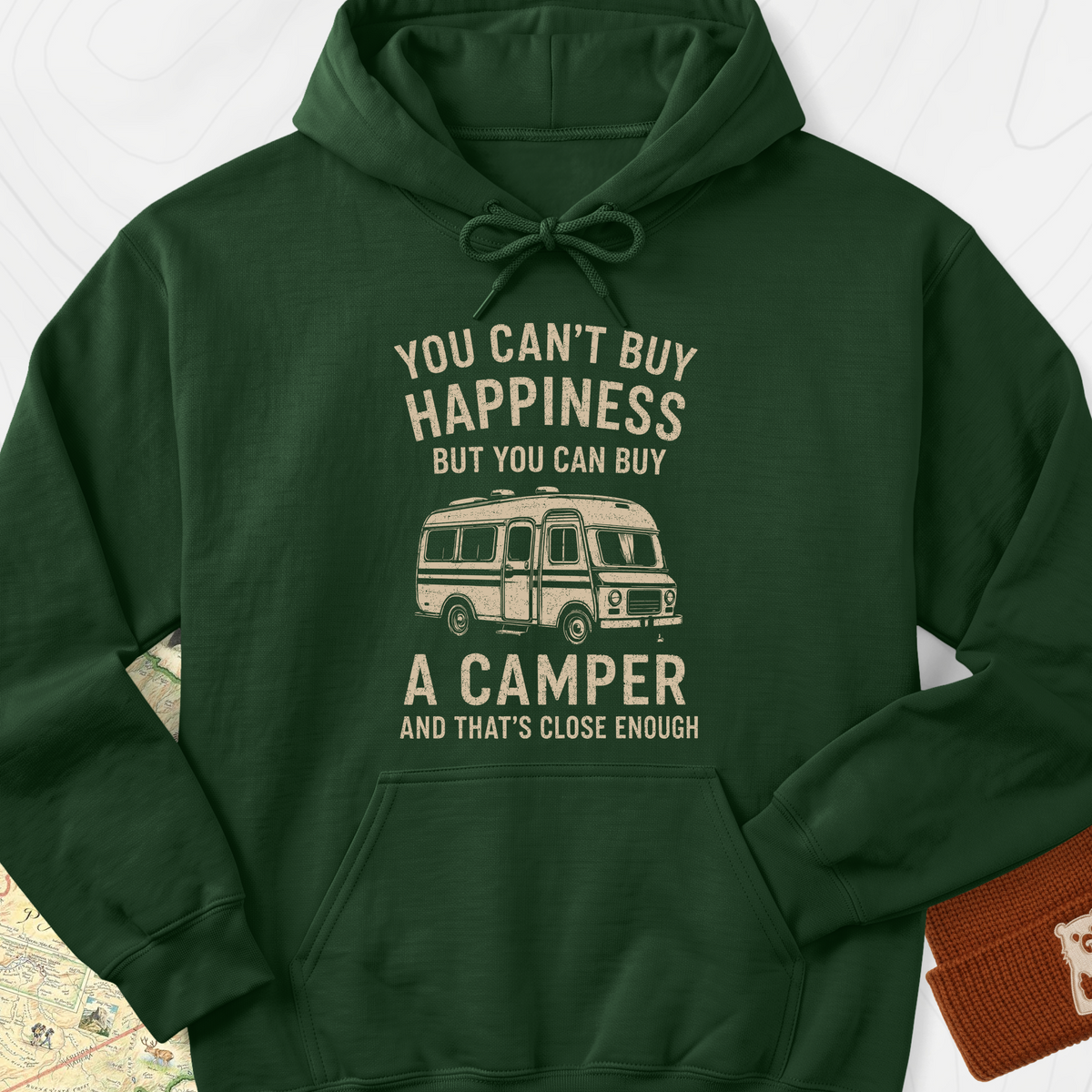 Camper Happiness Hoodie - Forest Green