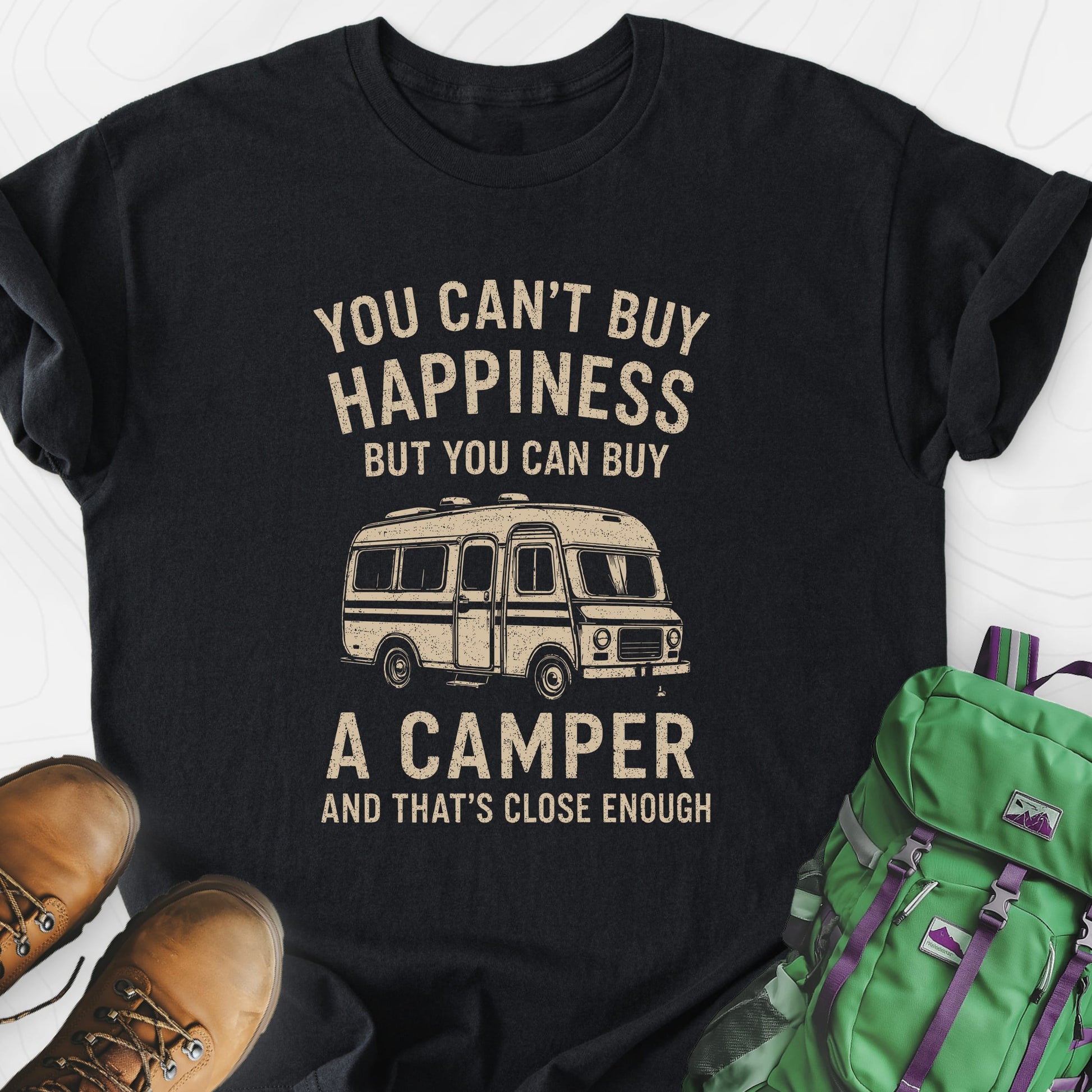 Camper Happiness Black front print lightweight T-shirt