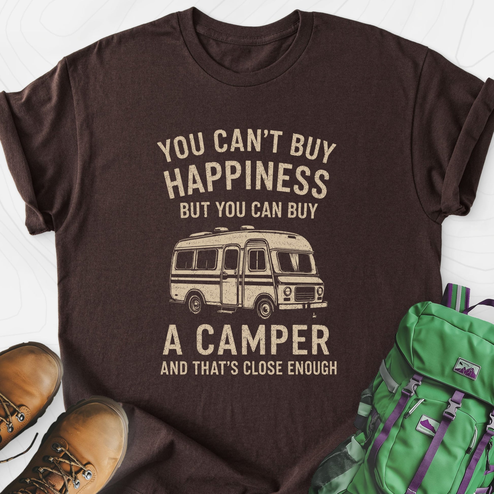 Camper Happiness Dark Chocolate front print lightweight T-shirt