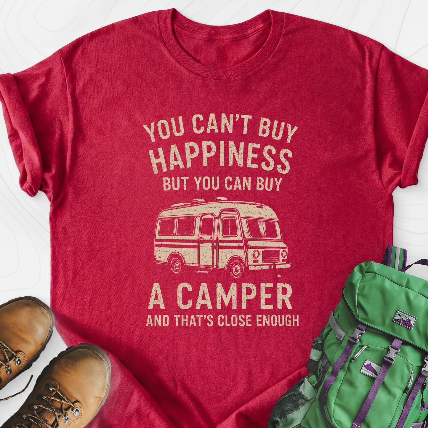 Camper Happiness Heather Red front print lightweight T-shirt