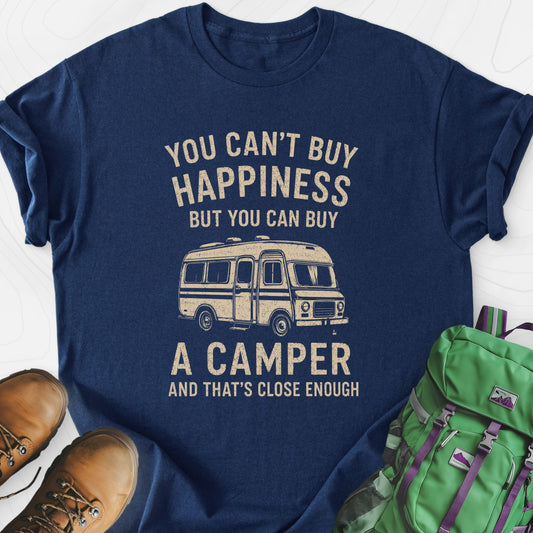 Camper Happiness Navy front print lightweight T-shirt