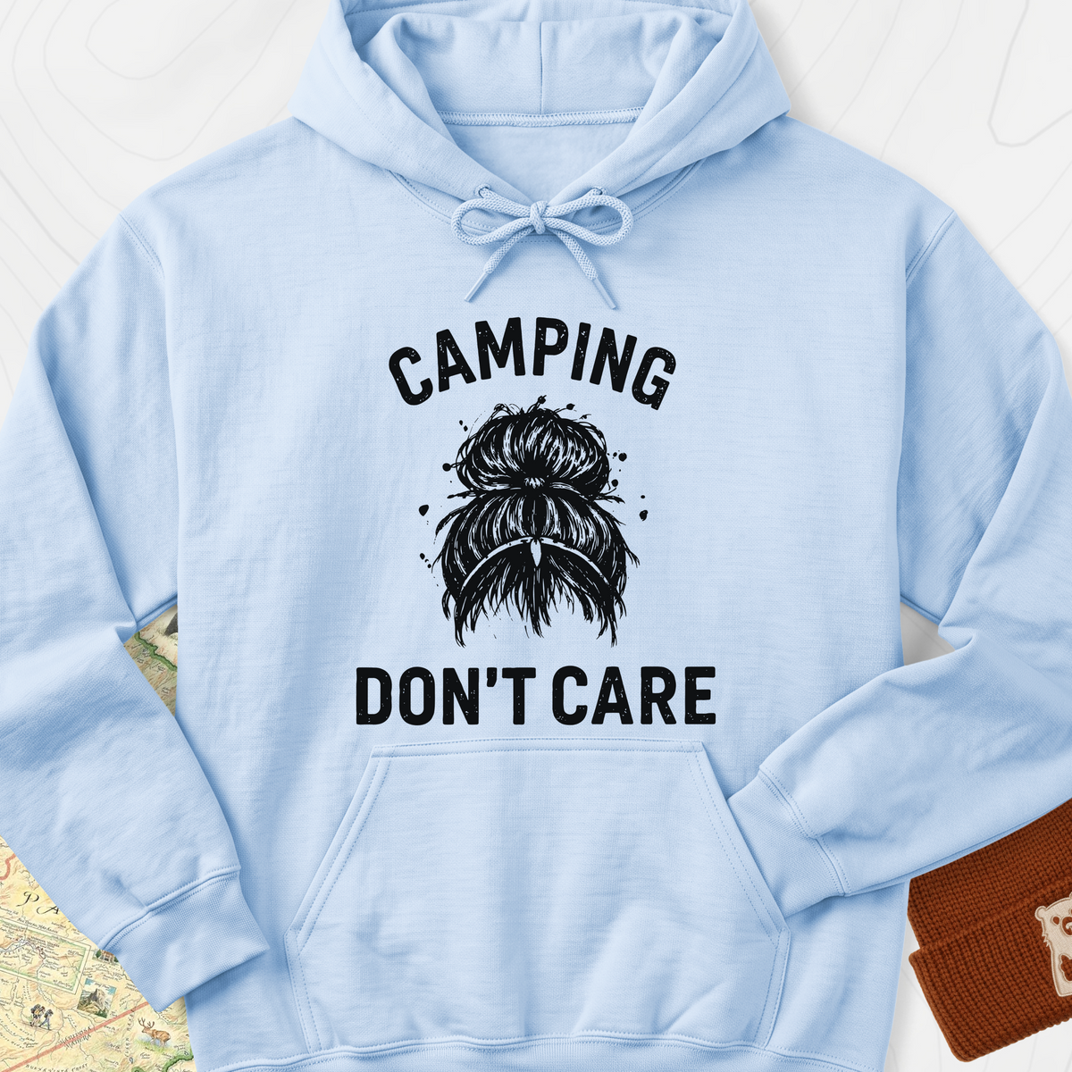 Camping Hair Hoodie - Light Blue