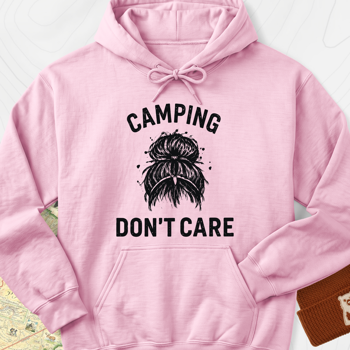 Camping Hair Hoodie - Light Pink