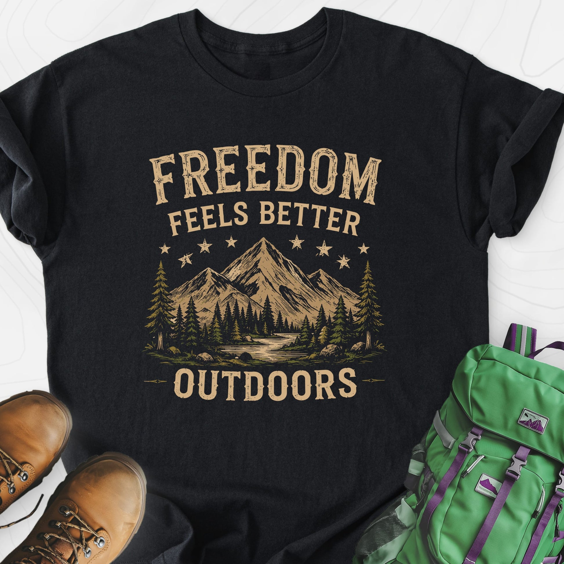Freedom Outdoors Black front print lightweight T-shirt