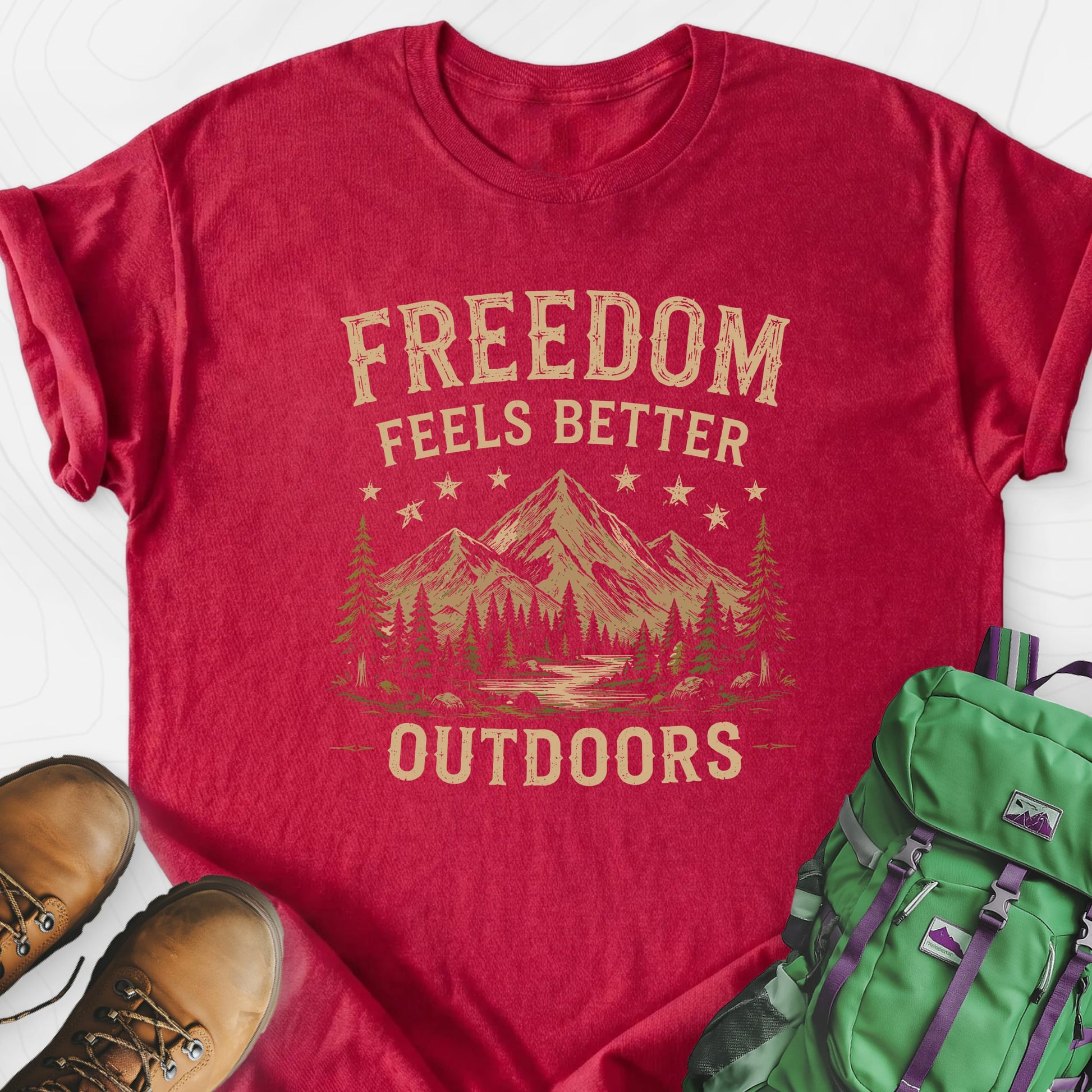 Freedom Outdoors Heather Red front print lightweight T-shirt