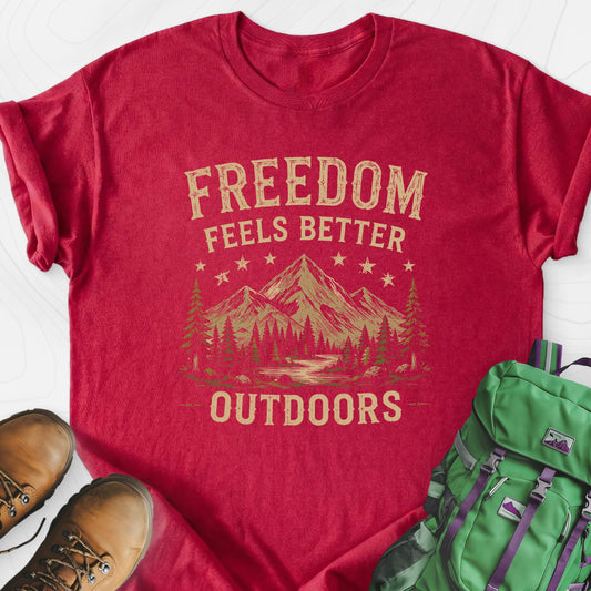 Freedom Outdoors Heather Red front print lightweight T-shirt