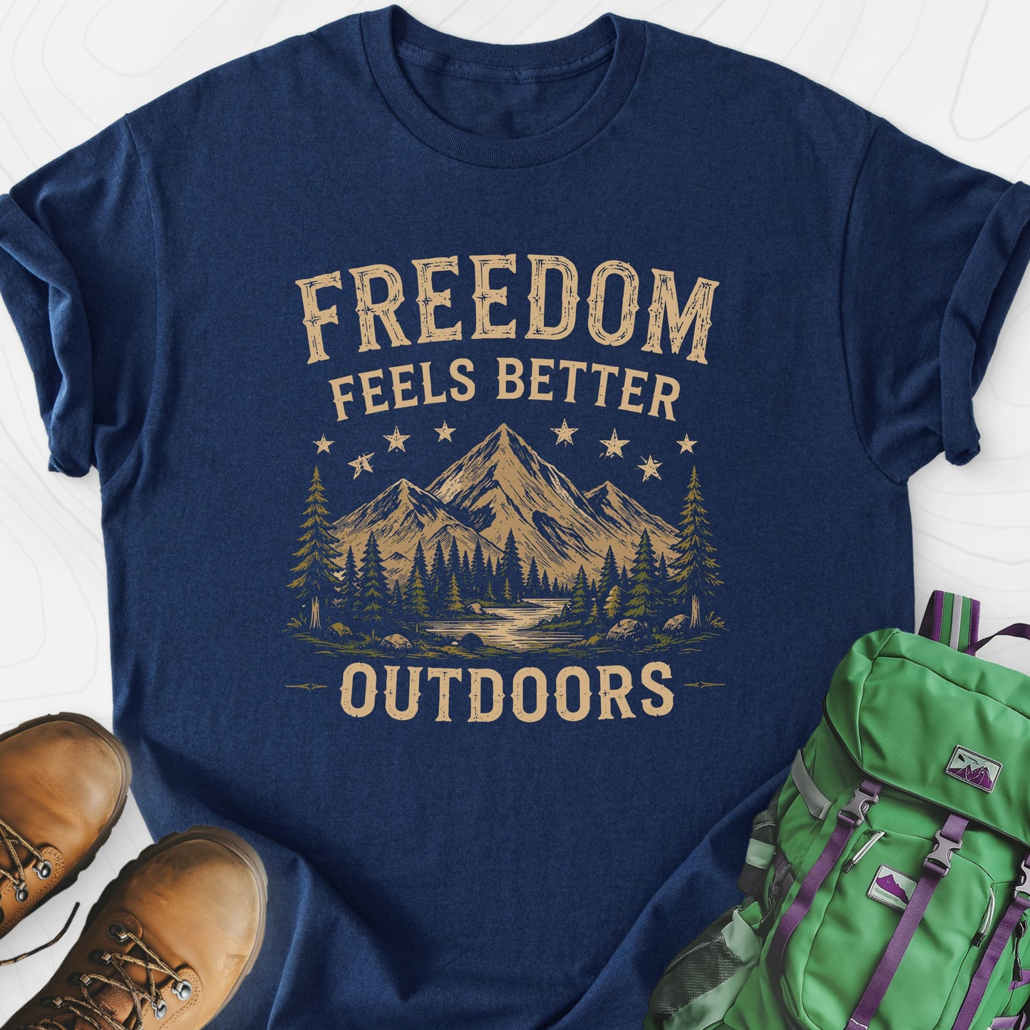 Freedom Outdoors Navy front print lightweight T-shirt