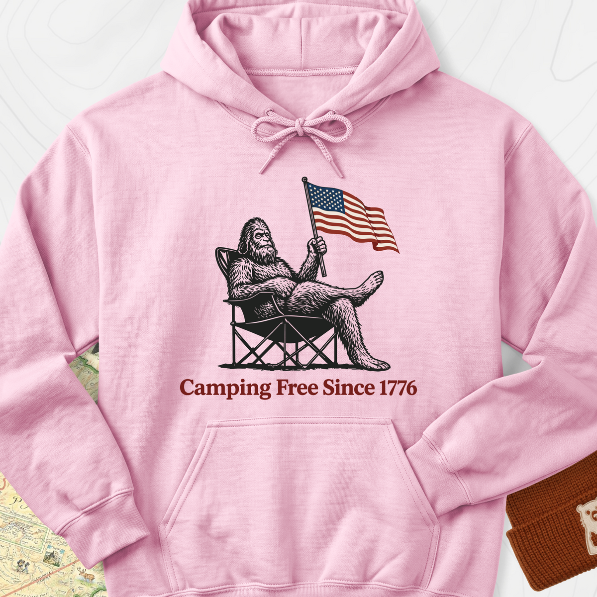 Camping Free Hoodie - Light Pink