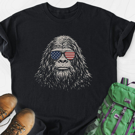 Bigfoot Freedom Shades Black front print lightweight T-shirt