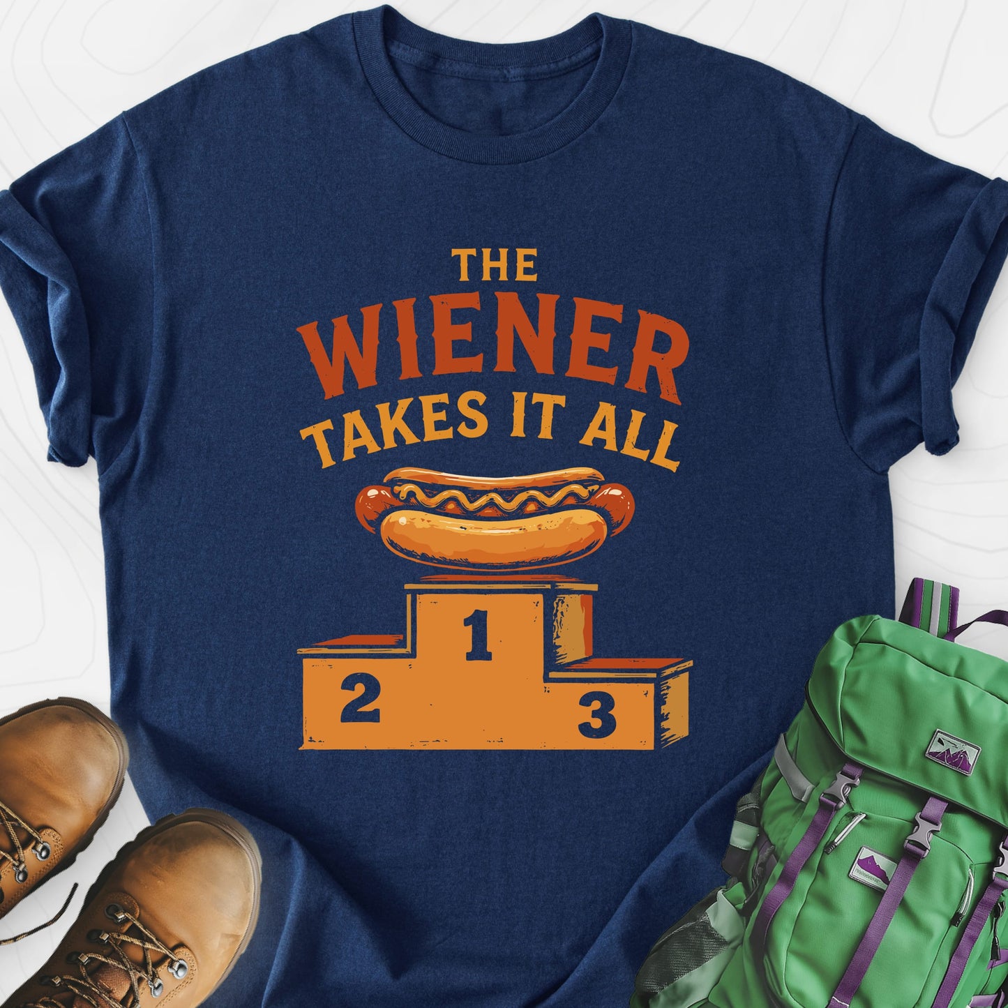 Wiener Winner Navy front print lightweight T-shirt