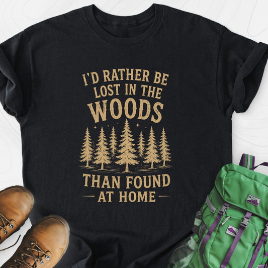 Lost in the Woods Black front print lightweight T-shirt