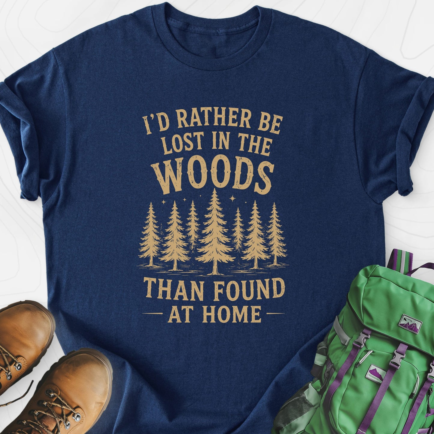 Lost in the Woods Navy front print lightweight T-shirt