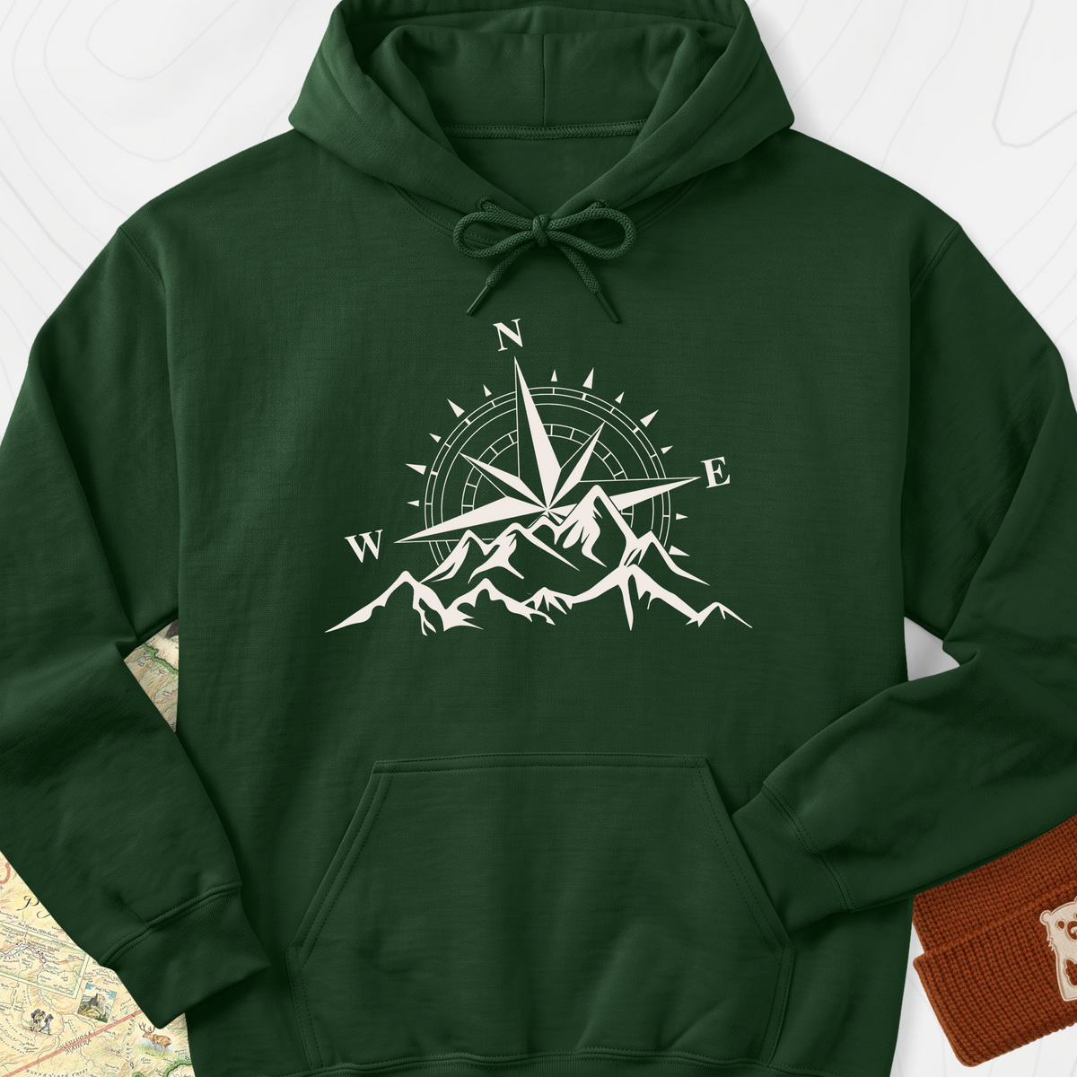 Compass Sunset Hoodie - Forest Green