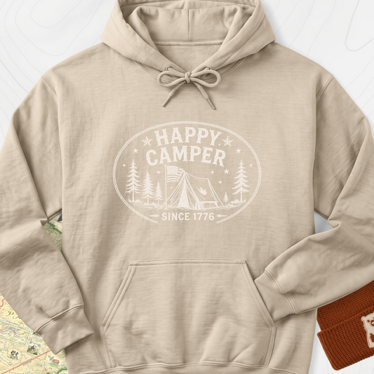 Happy Camper Badge Hoodie - Sand