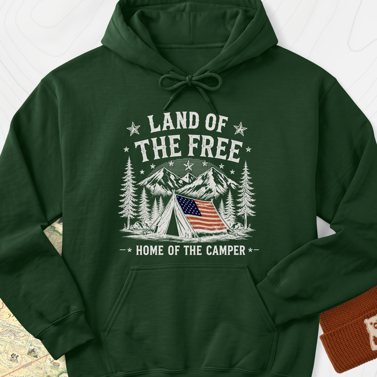Land of the Camper Hoodie - Forest Green