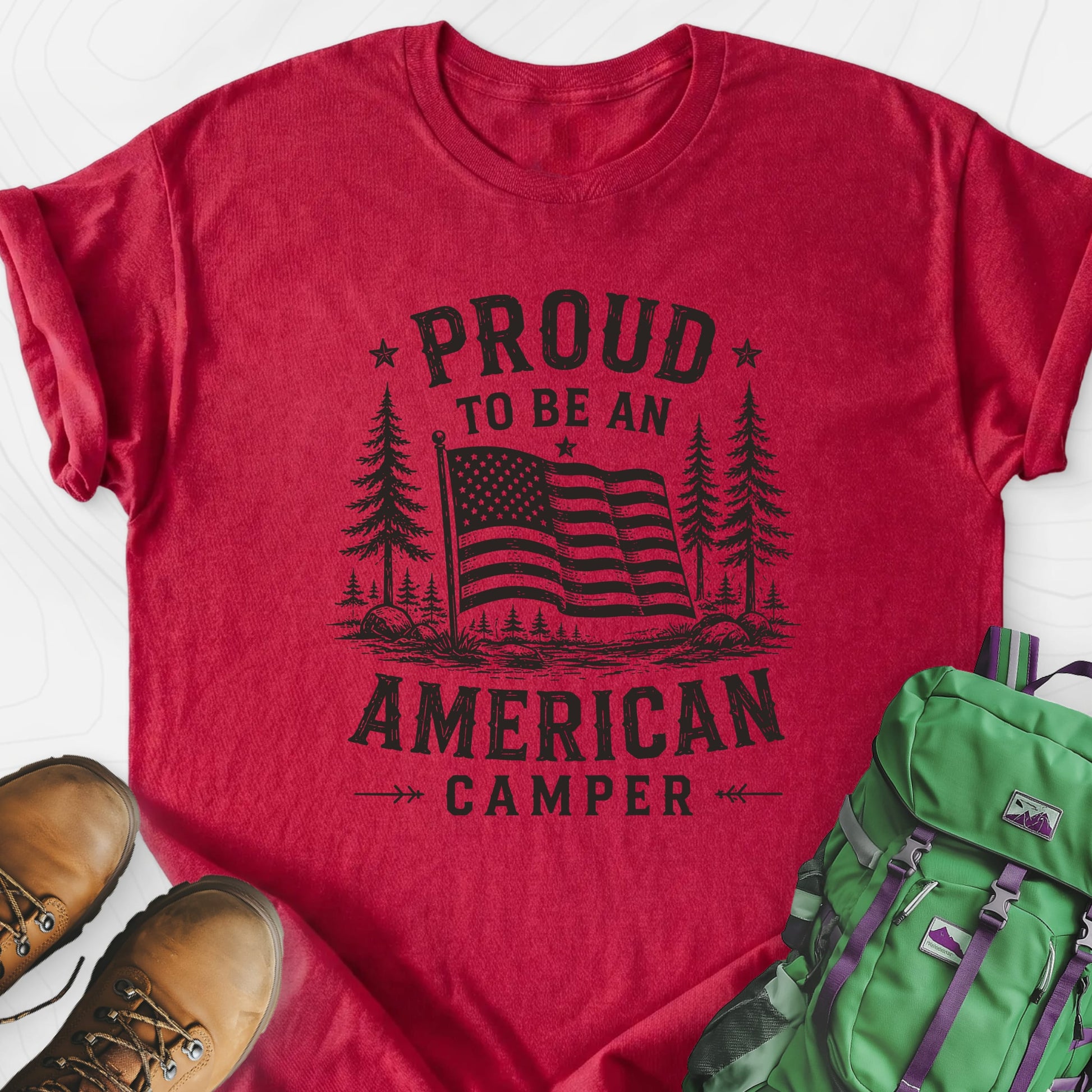 American Camper Heather Red front print lightweight T-shirt