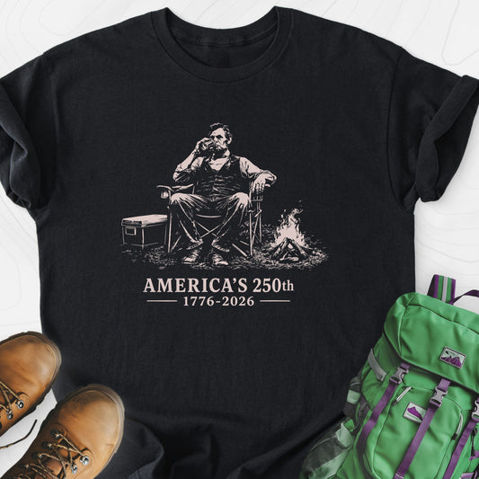 America’s 250th Campfire Black front print lightweight T-shirt